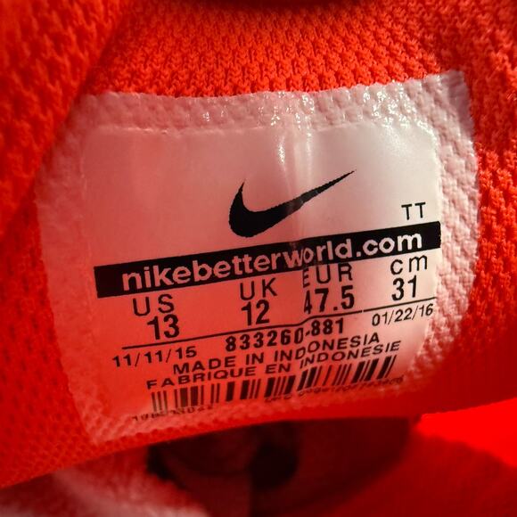 Nike Air Max Motion LW Total Crimson White Shoes 833260-881 Men Sz 13 Orange main image 4